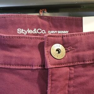 Style & Co. Curvy Skinny Pants in Burgundy